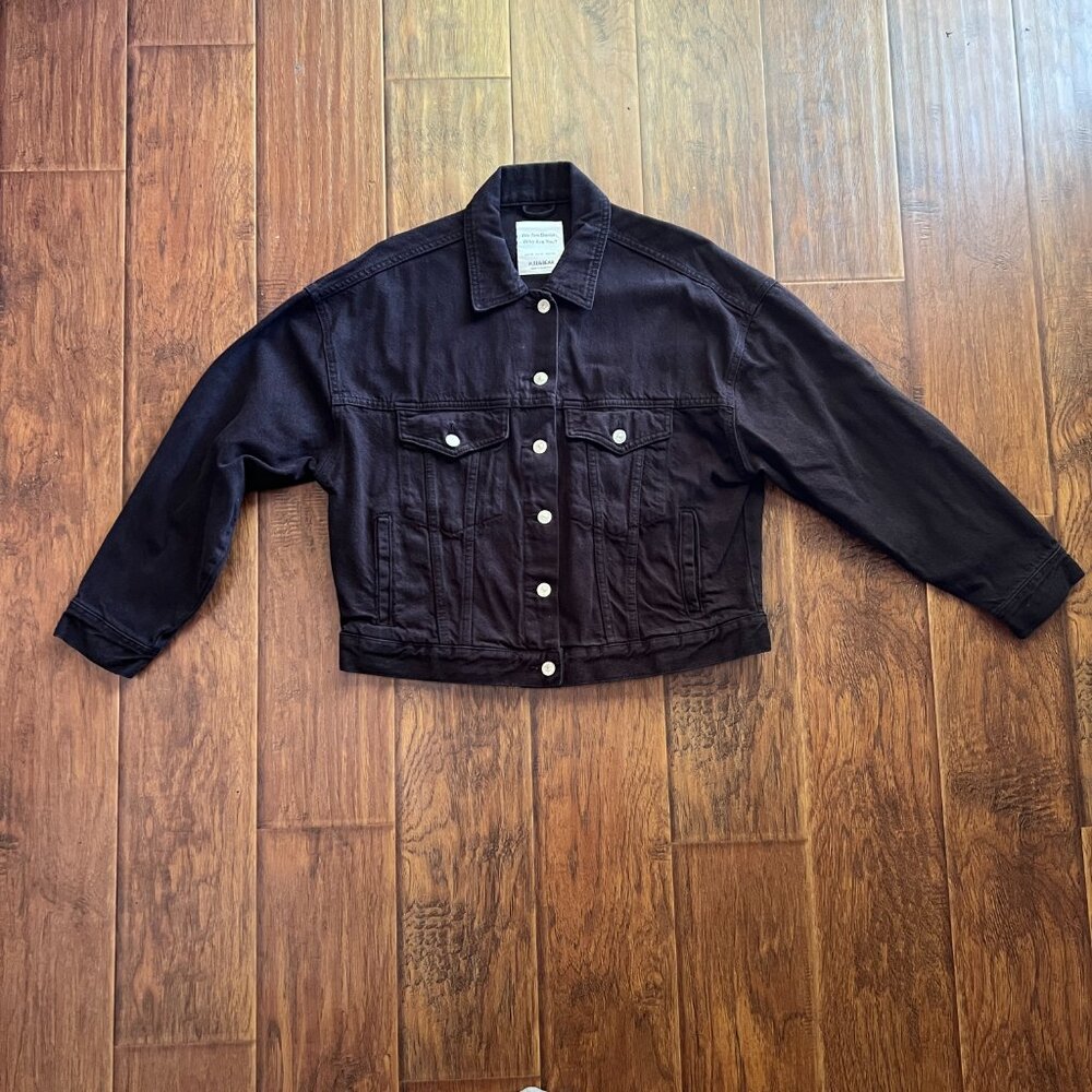 Pull&Bear Black Denim Jacket Size M View 4